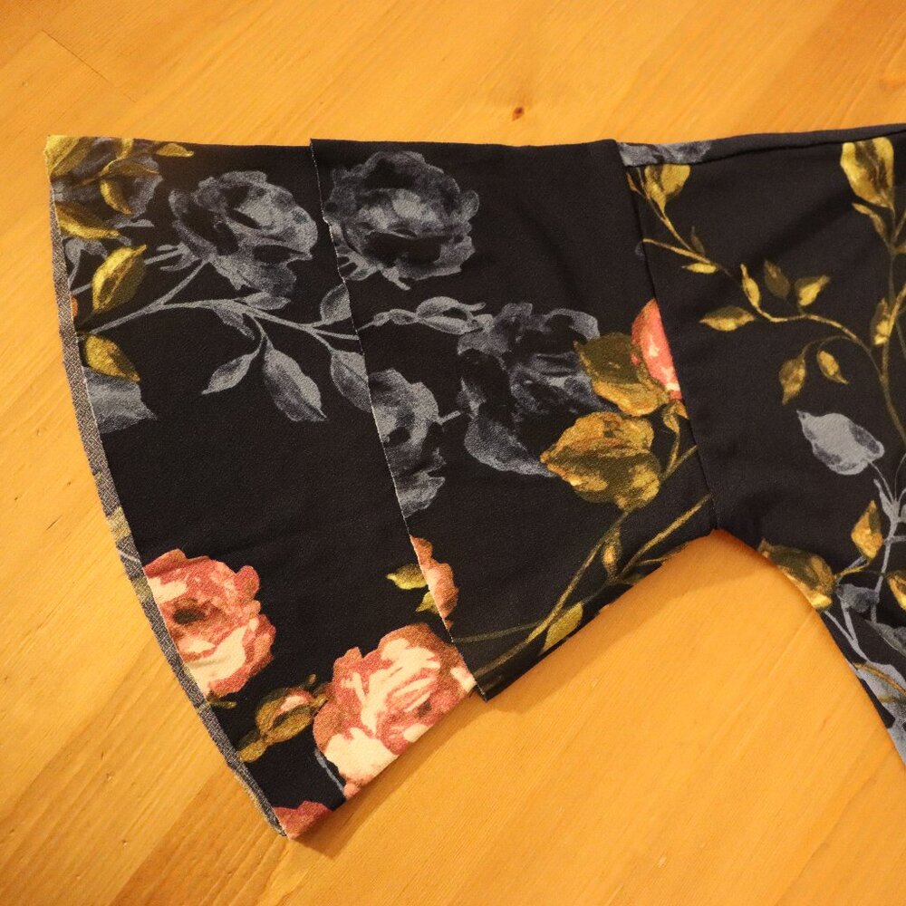 Motherhood 3/4 sleeve shirt, navy background with pink and blue flowers, formal - Picture 3 of 8